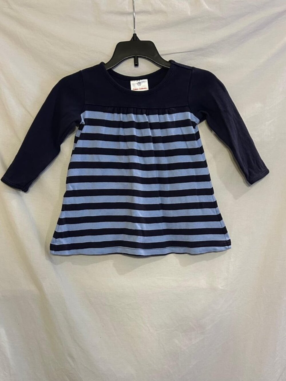 Hanna Andersson Girls 3T 90cm Blue Striped Day Play Long Sleeve Dress Classic